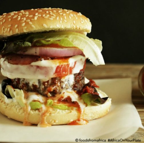classic beef burger with african hot pepper sauce
