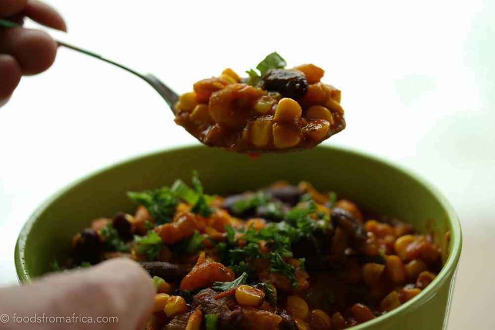slow-cooked Kenyan Githeri (Corn and Beans)