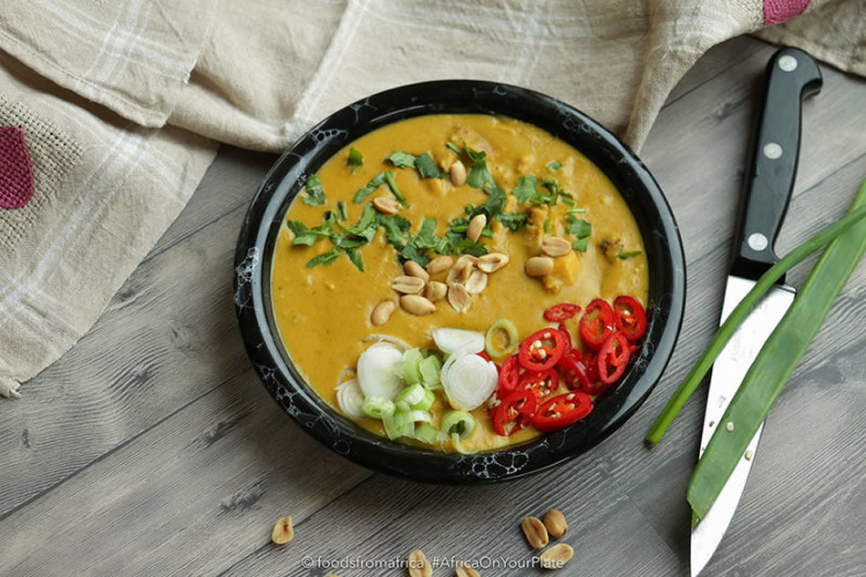 In this West African Peanut and Sweet Potato Curry recipe, sweet potatoes are gently simmered in a peanut and coconut curry sauce. 