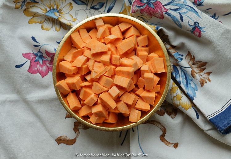 In this West African Peanut and Sweet Potato Curry recipe, sweet potatoes are gently simmered in a peanut and coconut curry sauce. 