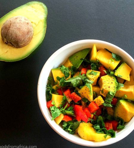 This African-style Mango and Avocado Salsa is the perfect vegetarian side dish and promises a burst of sense-awakening tropical flavours, and a mix of exotic textures.