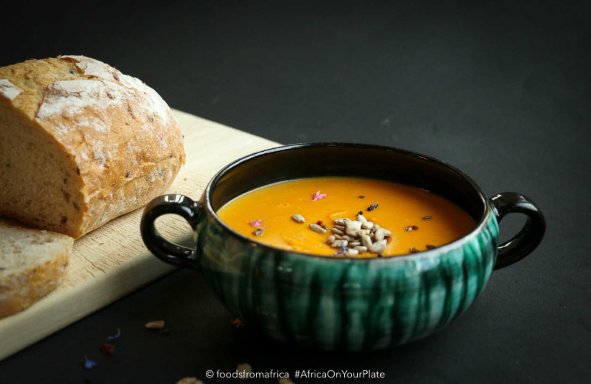 This roasted squash sweet potato soup from Mozambique is silky smooth in texture, easy to make and brimming with a depth of flavours.