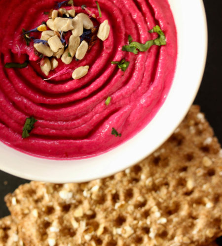 Sweet beets and savoury chickpeas come together to create a luxurious Egyptian-style dipping sauce, making this beets chickpeas hummus the perfect dip
