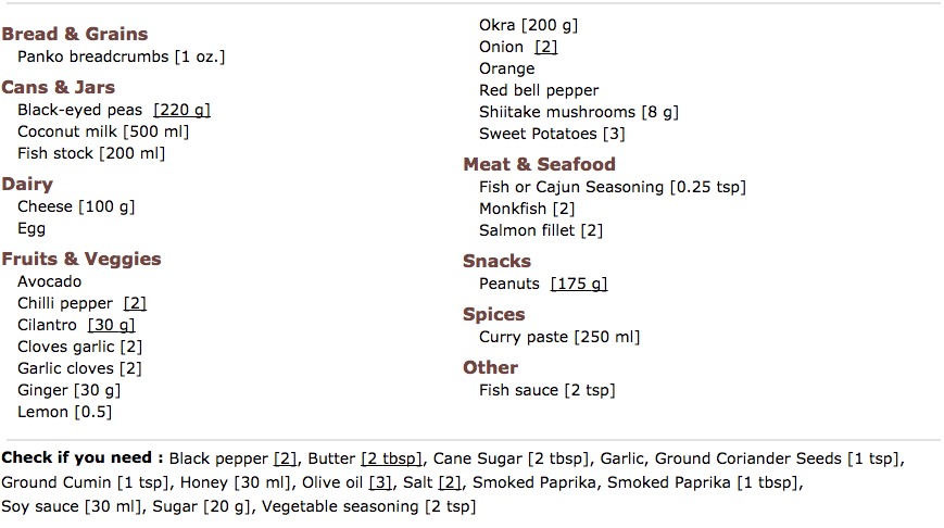 meal-plan shopping list